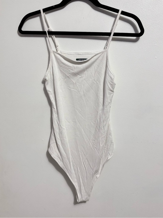 wild fable Tops - wild fable White Ribbed Spaghetti-Strap Bodysuit